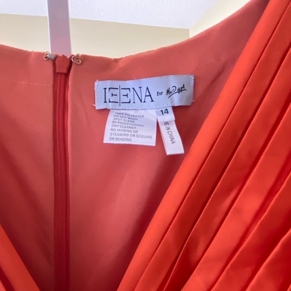🆕Ieena Mac Duggal NWOT Long Sleeve Pleated Chiffon A-Line Gown in Sunset(MD-25) - Picture 6 of 12